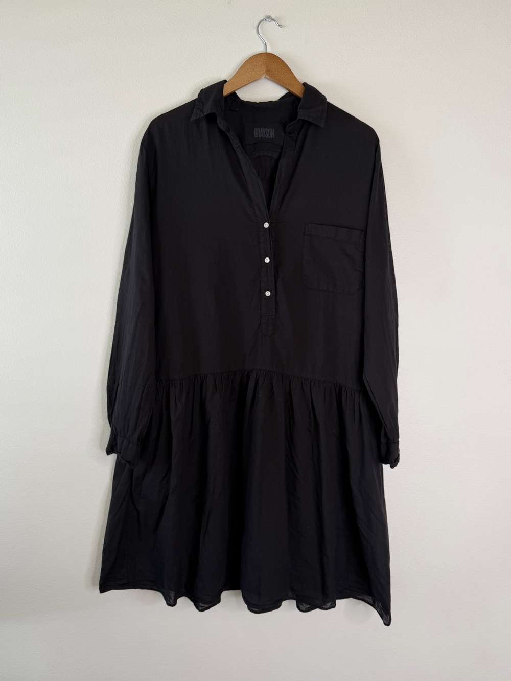 Grayson Changemaker Dress LBD Black Cotton Shirt Dress Size 05 XL‎ Chic - Picture 2 of 10